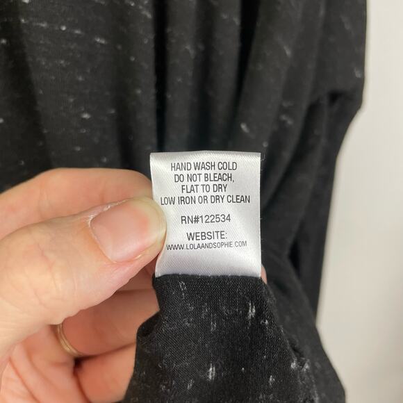 Lola & Sophie | Black Marled Turtleneck Long Dolman Sleeve Oversized Tunic Top - Picture 9 of 9